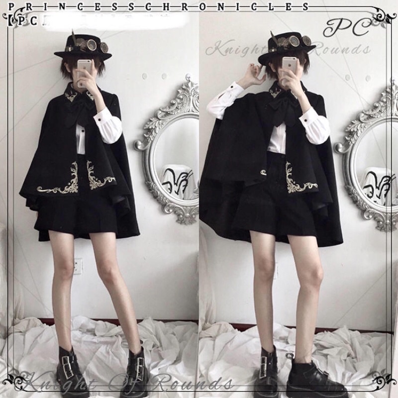 YAS0638-Áo choàng len hoàng giá thêu chỉ vàng