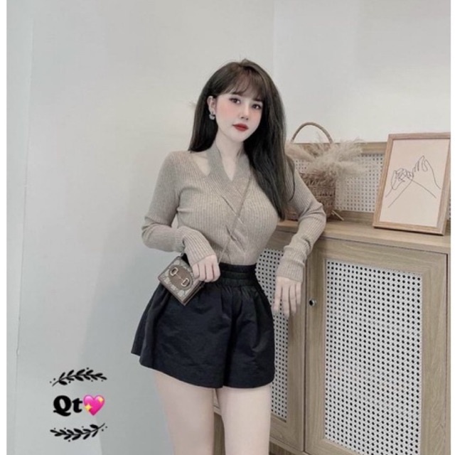Áo len cổ xoắn dáng ôm dài tay hàng L1 co giãn AL1703 - NhiNhi Shop