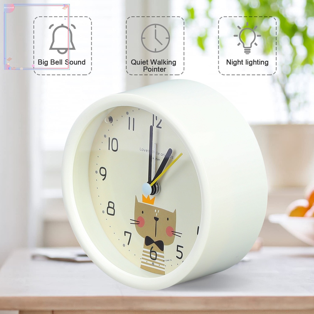 Đồng Hồ Báo Thức Để Bàn Không Gây Ồn Có Đèn Ngủ Họa Tiết Hoạt Hình Dễ Thương Cho Bé