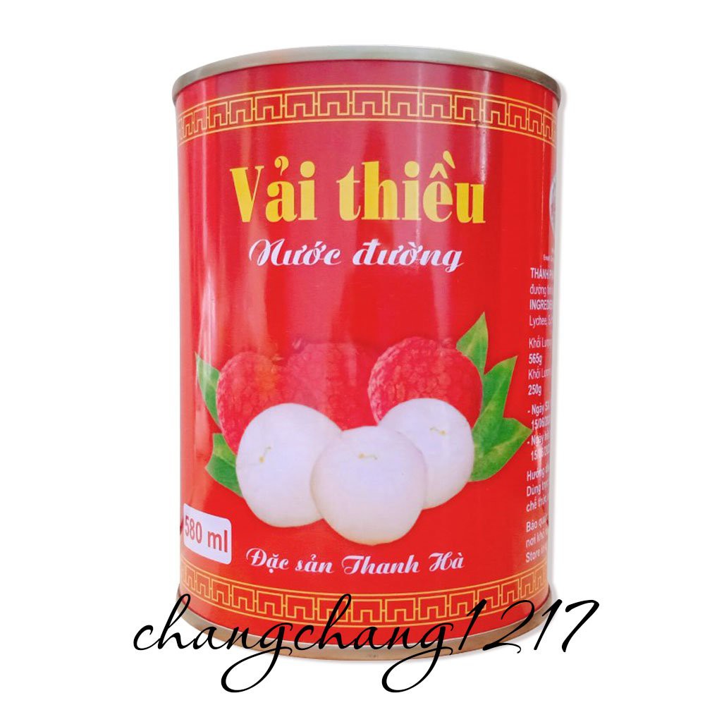 [Mã 155FMCGSALE giảm 7% đơn 500K] Vải Thiều Ngâm Đóng Lon Thanh Hà Lon 580gr (Date 15/6/2022)