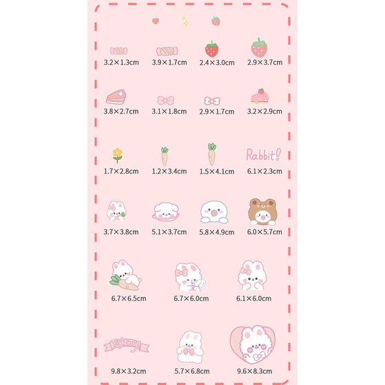 Nhãn Dán Trang Trí Vali laptop Họa Tiết Hoạt Hình Gấu Thỏ Đáng Yêu