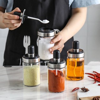 COMBO 6 HŨ ĐỰNG GIA VỊ, CAFE, BỘT, TƯƠNG ỚT KÈM MUỖNG 250ML