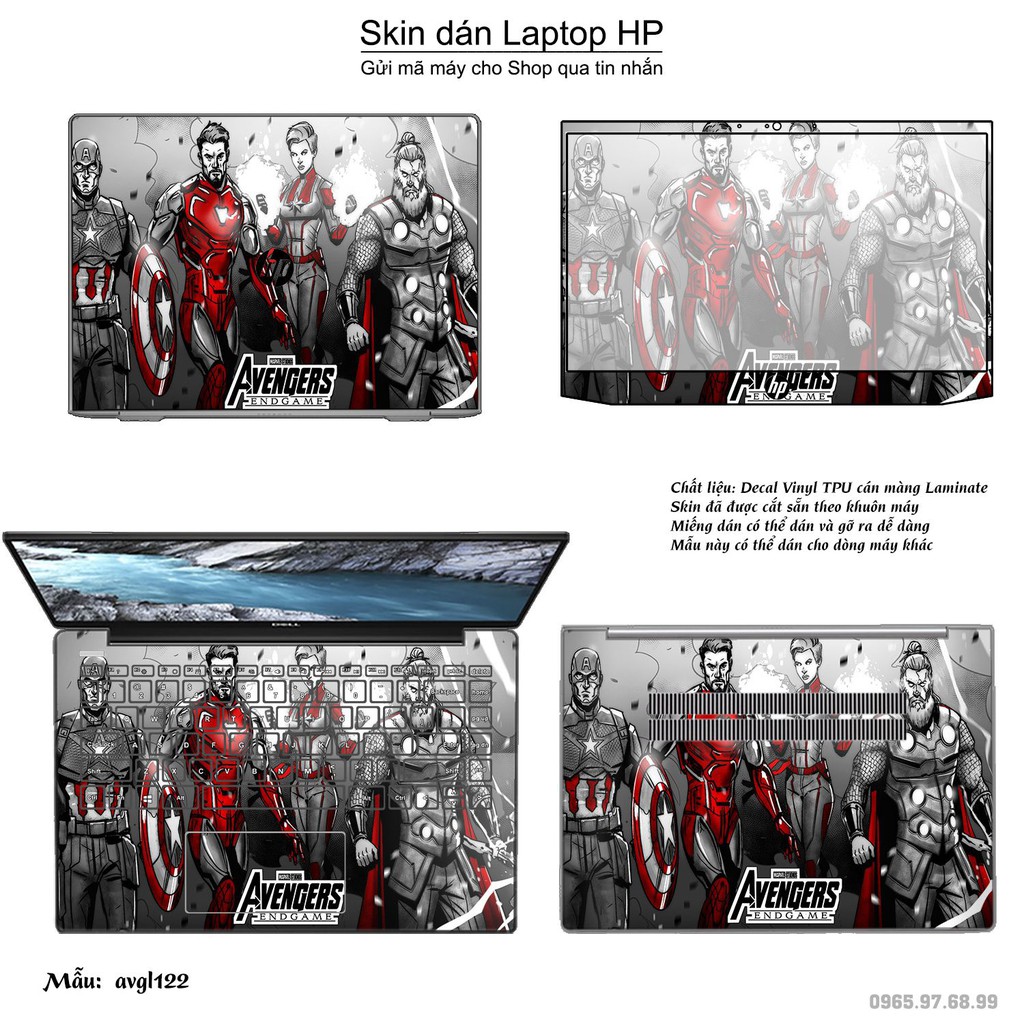 Skin dán Laptop HP in hình Avenger _nhiều mẫu 3 (inbox mã máy cho Shop)