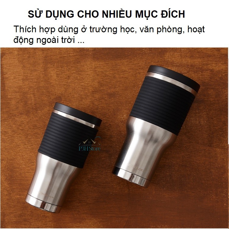 Ly giữ nhiệt Lock&amp;Lock nắp nhấn vỏ bọc Silicone Cylinder Tumbler dung tích 390ml/550ml