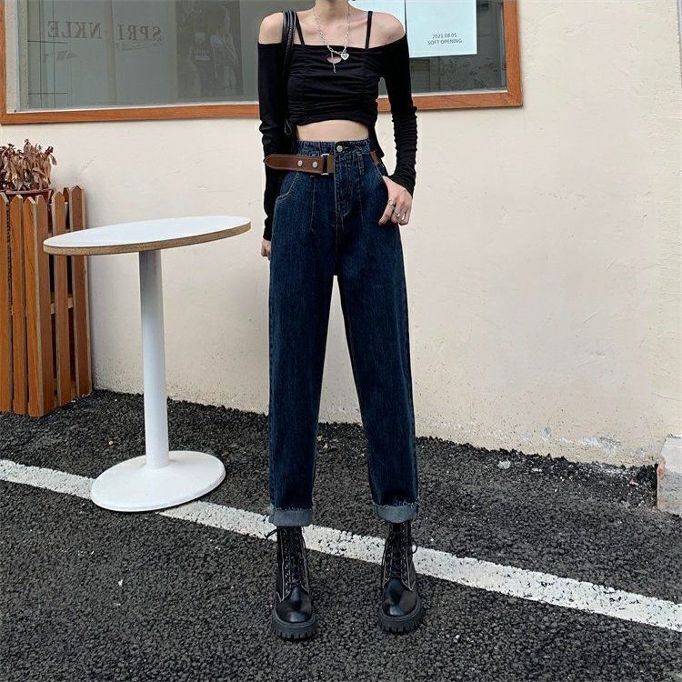 Quần Jean Lưng Cao Dáng Rộng Phong Cách Thời Trang Mới 2022 Dành Cho Nữ