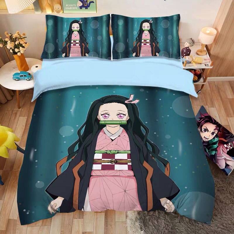 Bộ Chăn Ga Và Vỏ Gối 3 Trong 1 In Hình Nhân Vật Anime Demon Slayer Kagaya Nezuko
