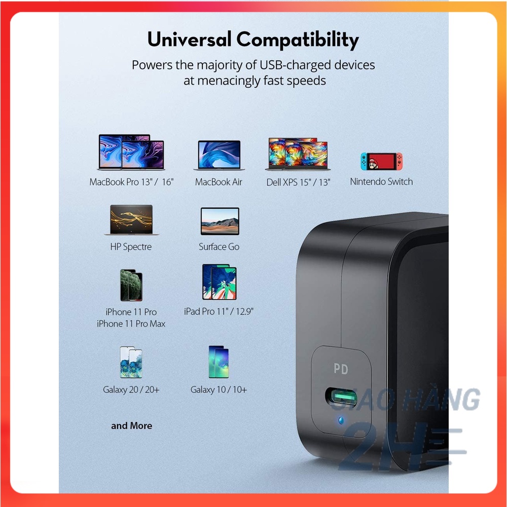 Sạc nhanh RAVPower Type C - 61w - GaN (RP-PC112) - ACSTORE