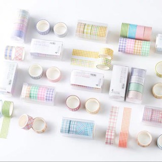 Set 4 Cuộn Giấy Washi Tape Sọc Caro Trang Trí Sổ - WT005