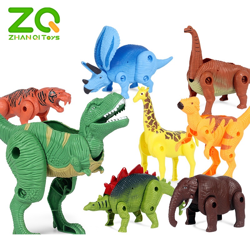 Đồ chơi lắp ghép khủng long ZHAN QI TOYS nhiều loài tùy chọn dạy học cho bé
