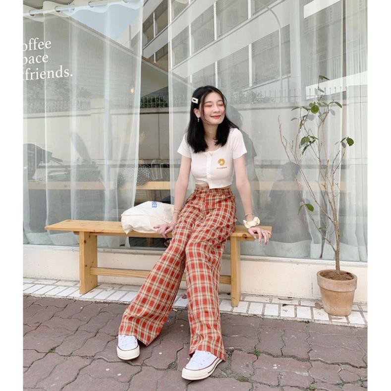 Quần Sọc Kẻ Cam Ống Suông ,Quần Hack Dáng Ulzzang 2021 [ẢNH THẬT]