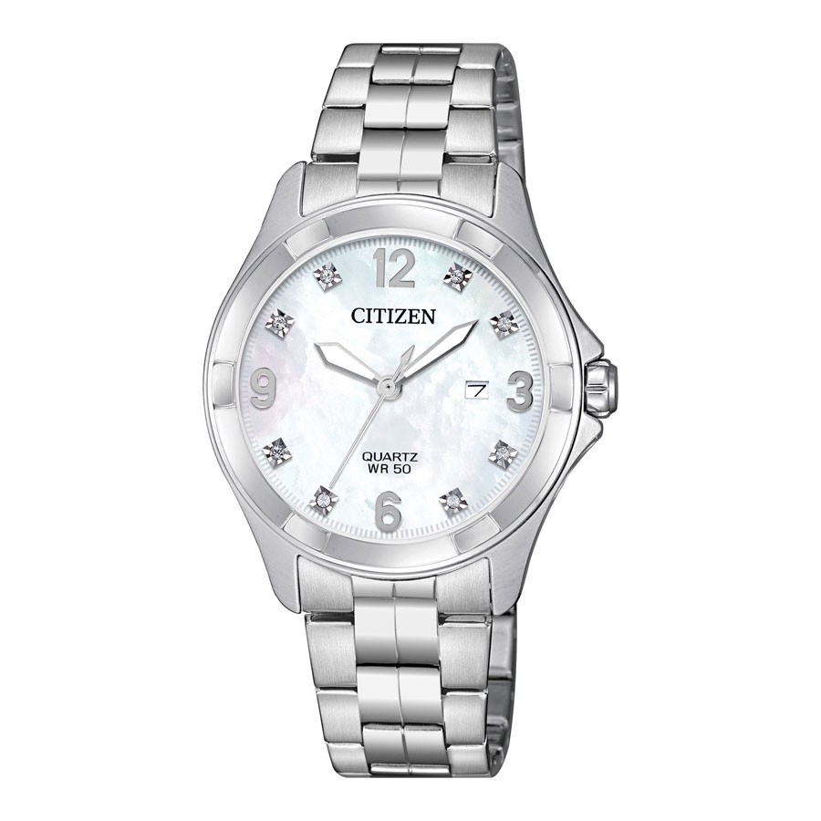 Đồng Hồ Nữ Citizen Đính Đá Swarovski Dây Thép Không Gỉ EU6080-58D - Mặt Xà Cừ