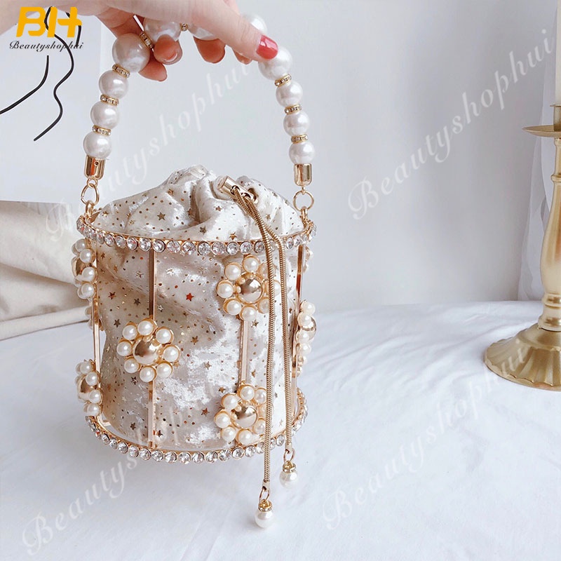 Túi Xách Nữ Đeo Chéo Đính Ngọc Trai Thời Trang