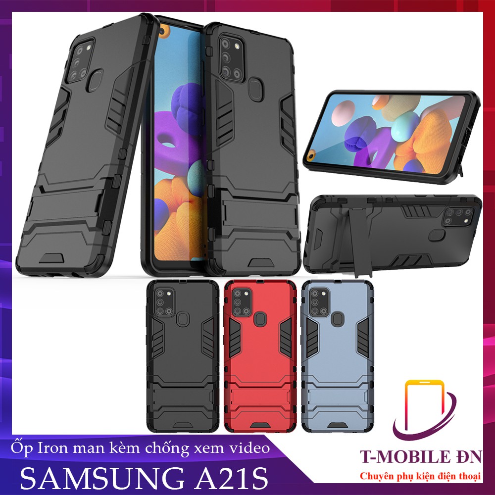 FREESHIP 50k_Ốp lưng Samsung A21S, Ốp IRON MAN chống sốc có giá đỡ cho Samsung A21S
