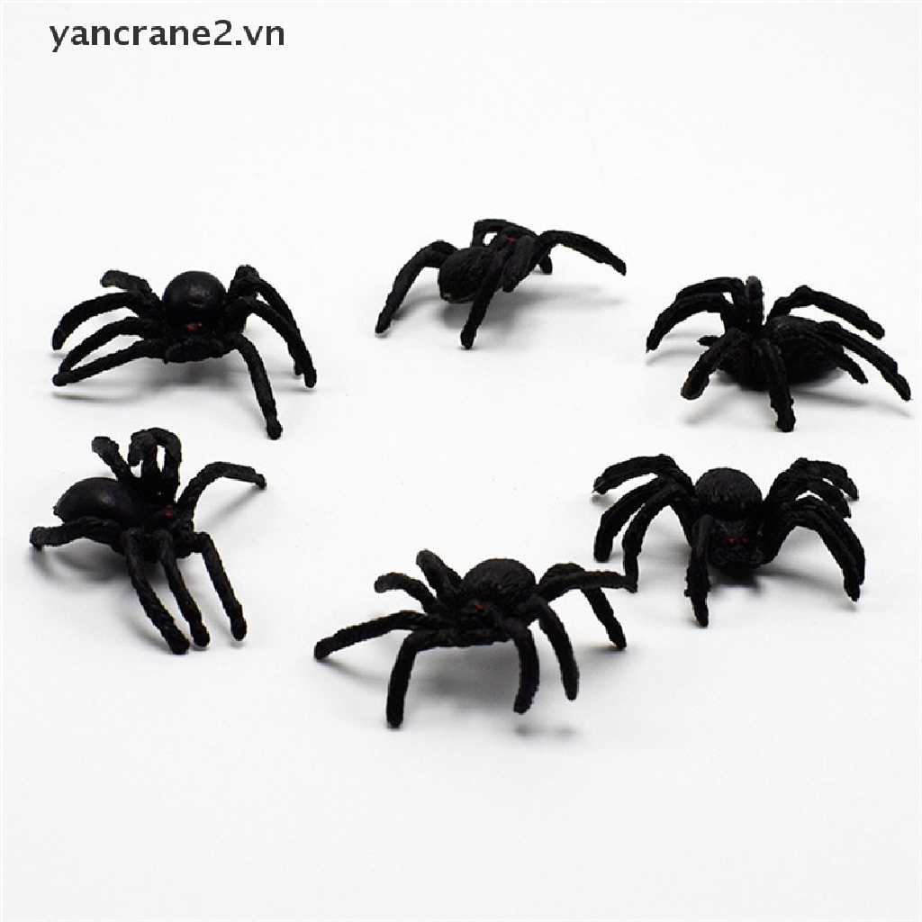 Set 5 Chú Nhện Đen Đồ Chơi Bằng Nhựa Trang Trí Halloween {yancrane2.vn}