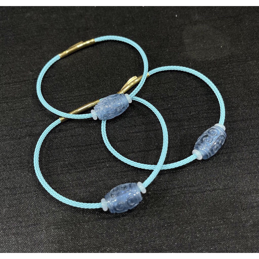 Vòng tay Lu Thống Aquamarine xanh đương tết dây xanh hàng thiên nhiên thiết kế VT300 - Hợp mệnh Thủy, Mộc