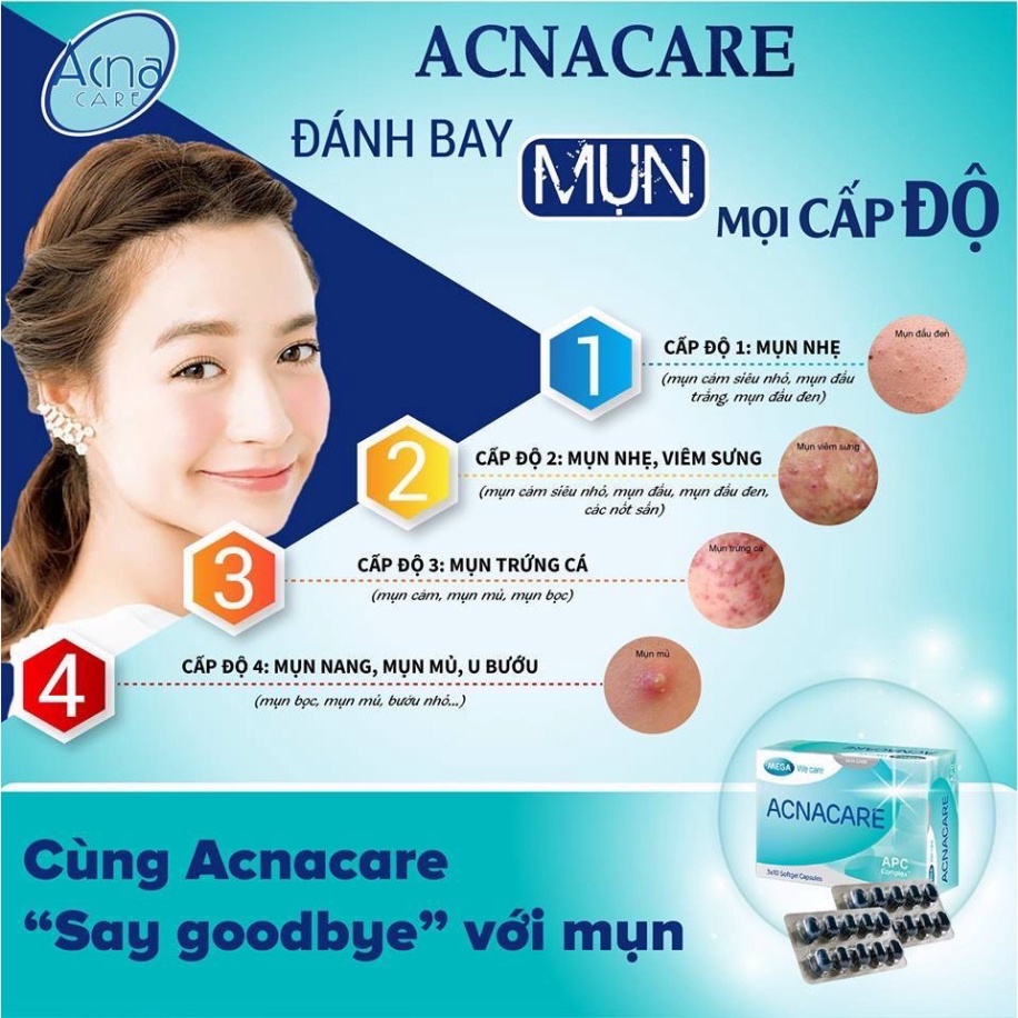 [Chính hãng] Viên uống ngừa mụn và giảm tiết bã nhờn Acnacare - Hộp 30 viên  Date mới
