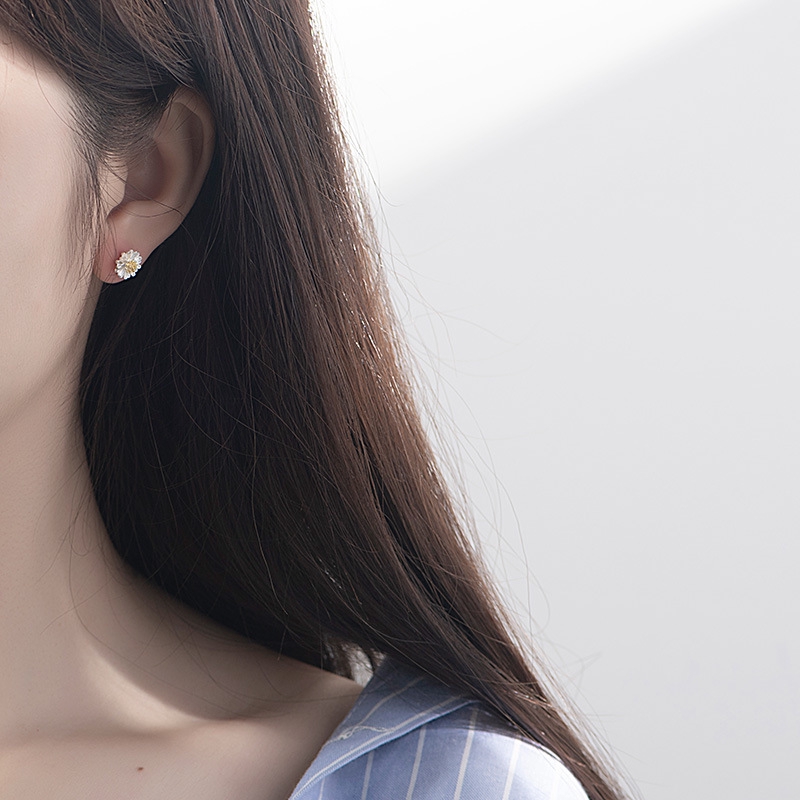 Khuyên tai nữ mạ vàng hình hoa hướng dương phong cách Hàn Quốc cho phái nữ