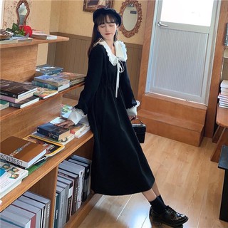 HL Fashion| [Hàng oder] Váy chun eo cổ nơ bèo trắng