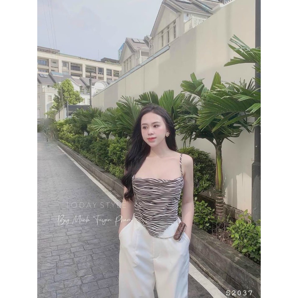 SET CROP 2S NƠ LƯNG VẰN + QUẦN SUÔNG 🍁  Form lên siêu chuẩn Áo crop có cột nơ sau lưng