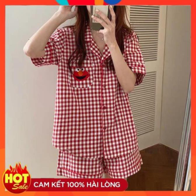 [FREE SHIP] Set Bộ Ngủ Pyjama Kẻ Caro Chât Thô Mềm Mịn Hot_Bộ Đồ Ngủ Kẻ Caro Đen Đỏ Mặc Nhà Ulzzang