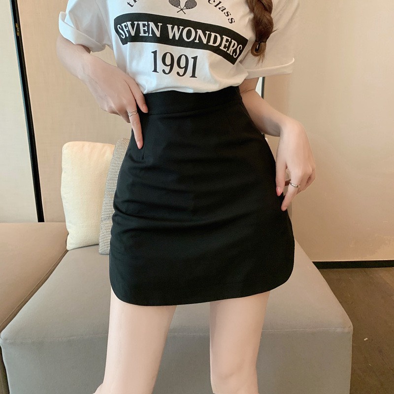 Chân váy nữ chữ A dáng ngắn, chân váy nữ lưng cao chất Umi co giản nhẹ Okélla