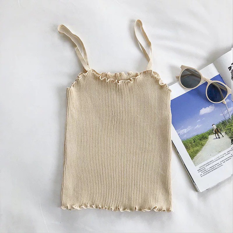 Áo 2 Dây LUHAZO len Croptop Sợi Bún Thun Gân Đẹp Ôm body chuẩn DK4T103