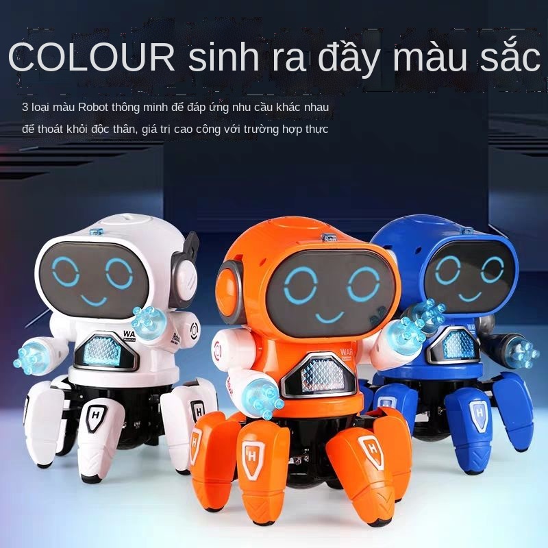 ☒Bạch tuộc Spiderman Robot Đồ chơi trẻ em Màu đỏ Hát và Nhảy múa Cậu bé âm thanh và ánh sáng Quà tặng Xe tăng bọc thép