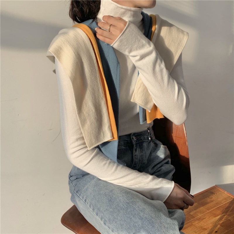 Áo dệt kim cổ cao phong cách thanh lịch thời trang thu đông