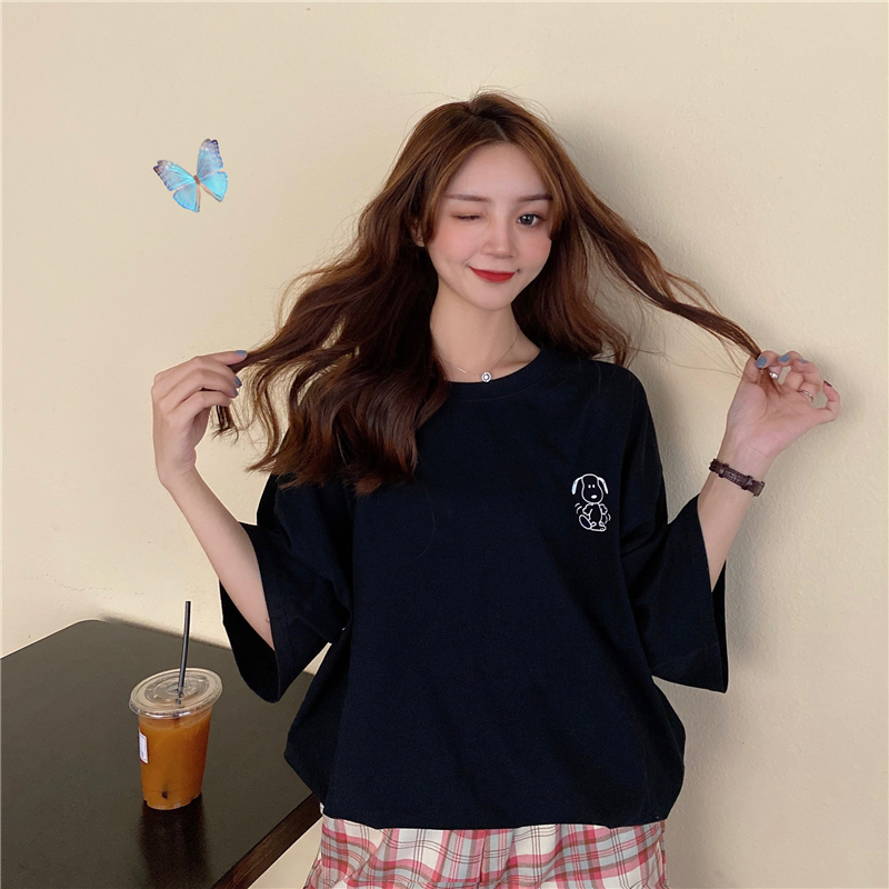 SUXI Áo Thun Thiết Kế Tay Ngắn Kích Thước Oversize 4 Màu Tùy Chọn