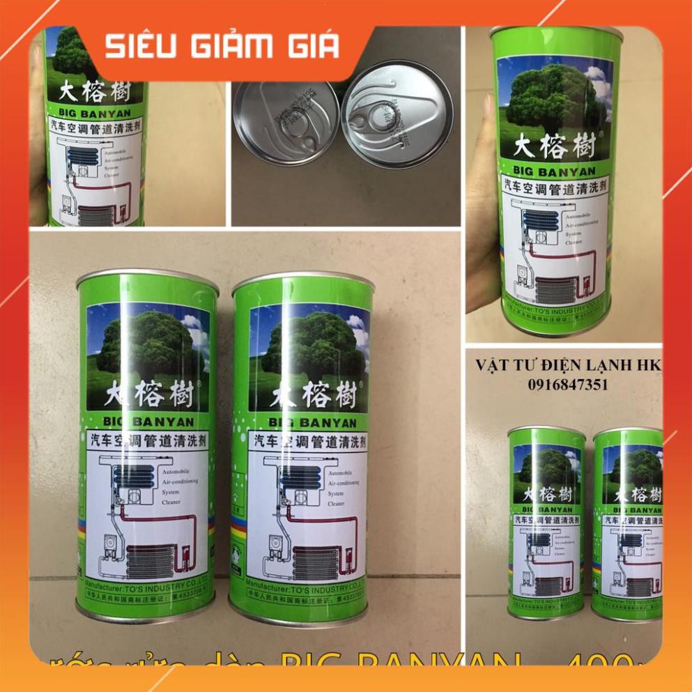 Nước Xúc Rửa Đường Ống Gas Cho Dàn Nóng Dàn Lạnh BIG BANYAN 400ML Súc rửa giàn máy lạnh ô tô