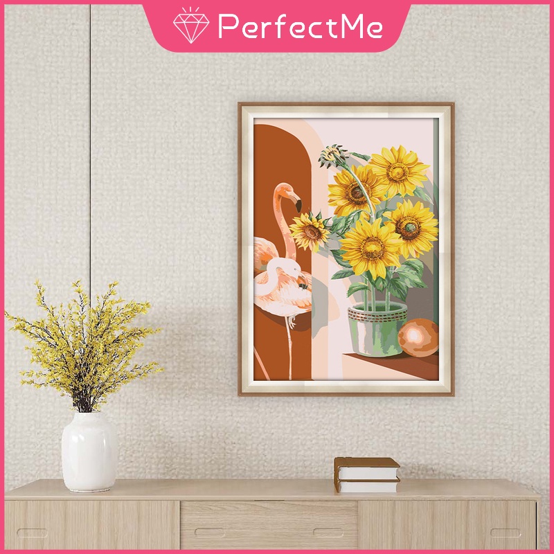 Bộ 1 Tranh Đính Đá Tự Làm Hình Hoa Hướng Dương Kích Thước 30 X 40 Cm