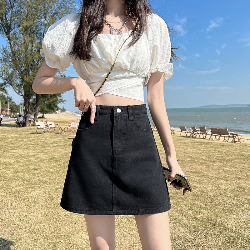 Chân Váy Jeans Lưng Cao Thời Trang Hàn Quốc