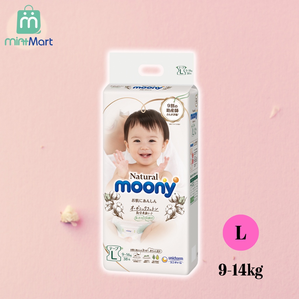 [Chính Hãng] Bỉm MOONY Natural trắng nội địa Nhật dán/quần đủ size NB63/S58/M46/L38/L36/XL32