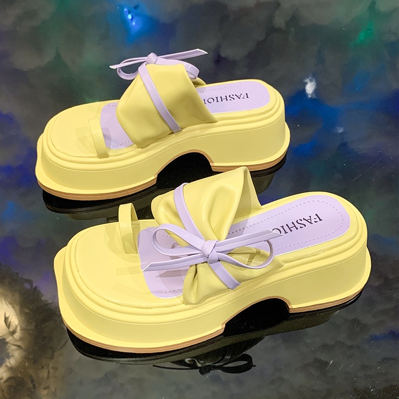 Xăng đan Đế Dày Đính Nơ Thời Trang Cho Nữ