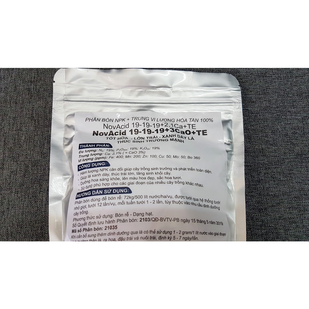 Phân Bón Hòa Tan Israel NovAcid 19-19-19+3CaO+TE.