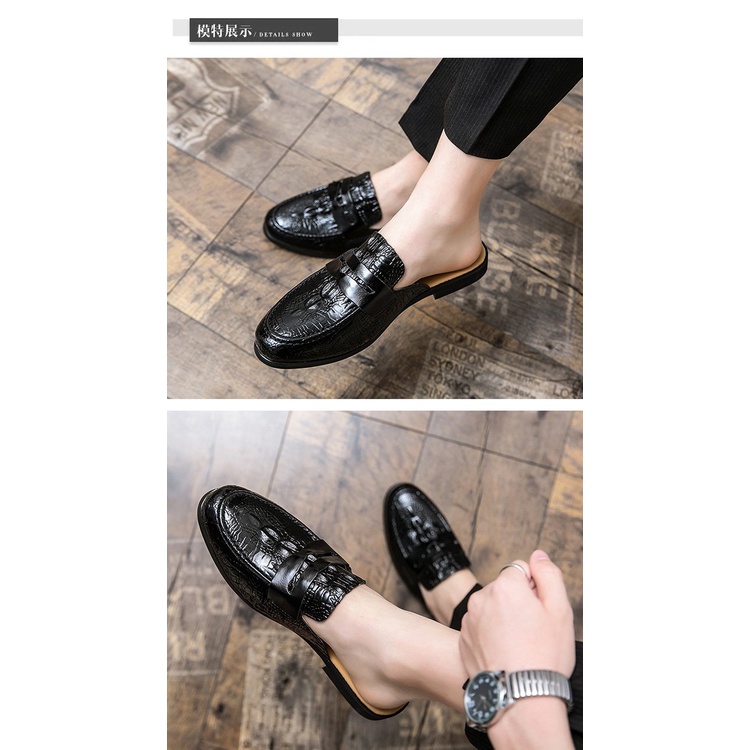 Giày Sục Nam dập vân  Đế cao 3 cm ⭐️ chất liệu da mềm