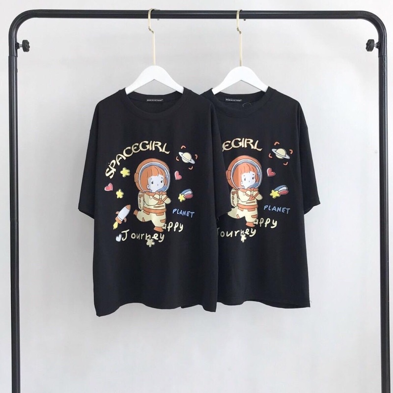 Áo Thun Tay Lửng Unisex Cô Gái(Space Girl)