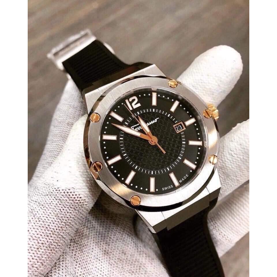 ĐỒNG HỒ NAM FERRAGAMO F-80 BLACK DIAL BLACK RUBBER FIF010015