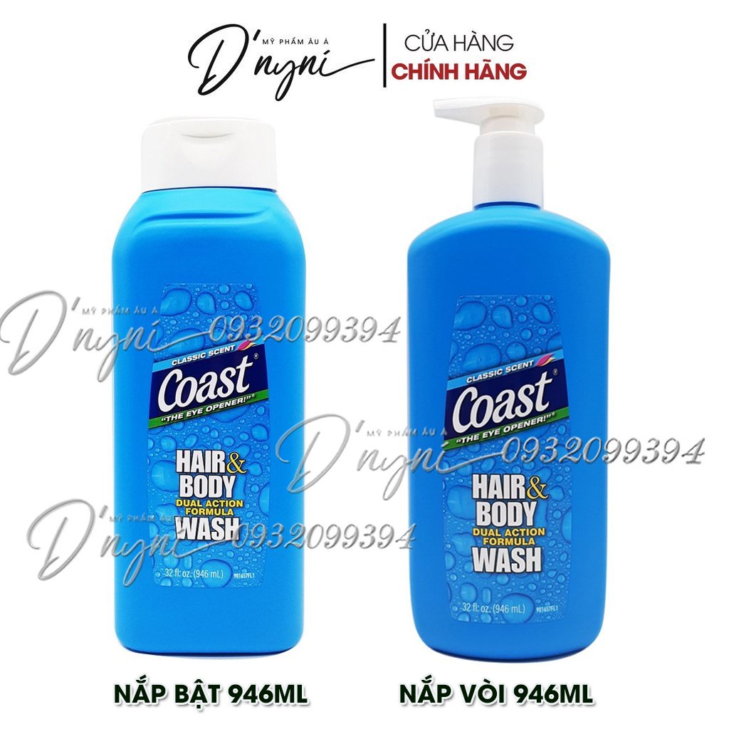 (MẪU MỚI) Sữa Tắm Gội COAST Classic Scent Hair & Body Wash - 946ml Mỹ