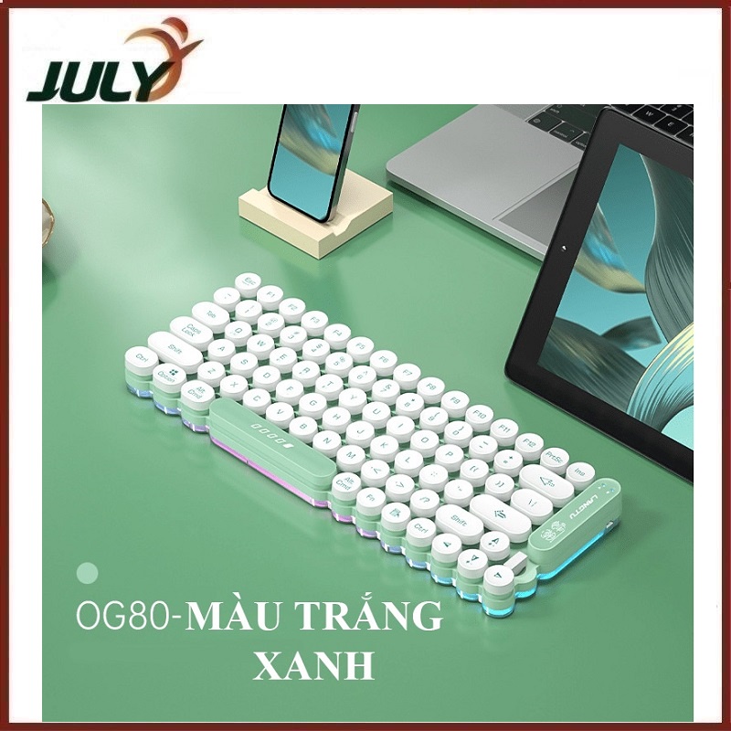 Bàn phím Bluetooth không dây LANGTU OG80 nút tròn thiết kế độc lạ có đèn led viền RGB với 3 cách kết nối cực kỳ tiện lợi