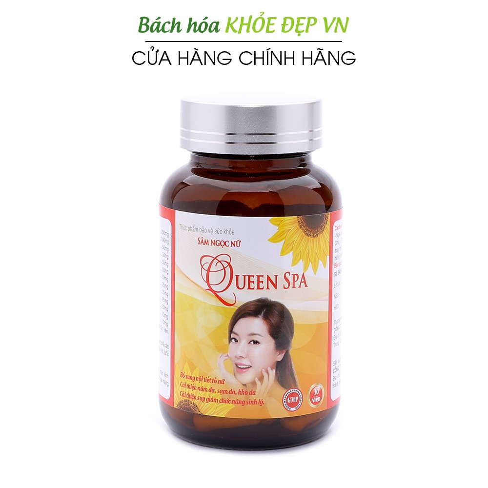 Viên uống đẹp da Sâm Ngọc Nữ QueenSpa bổ sung Collagen giảm nám sạm da - Chai 30 viên