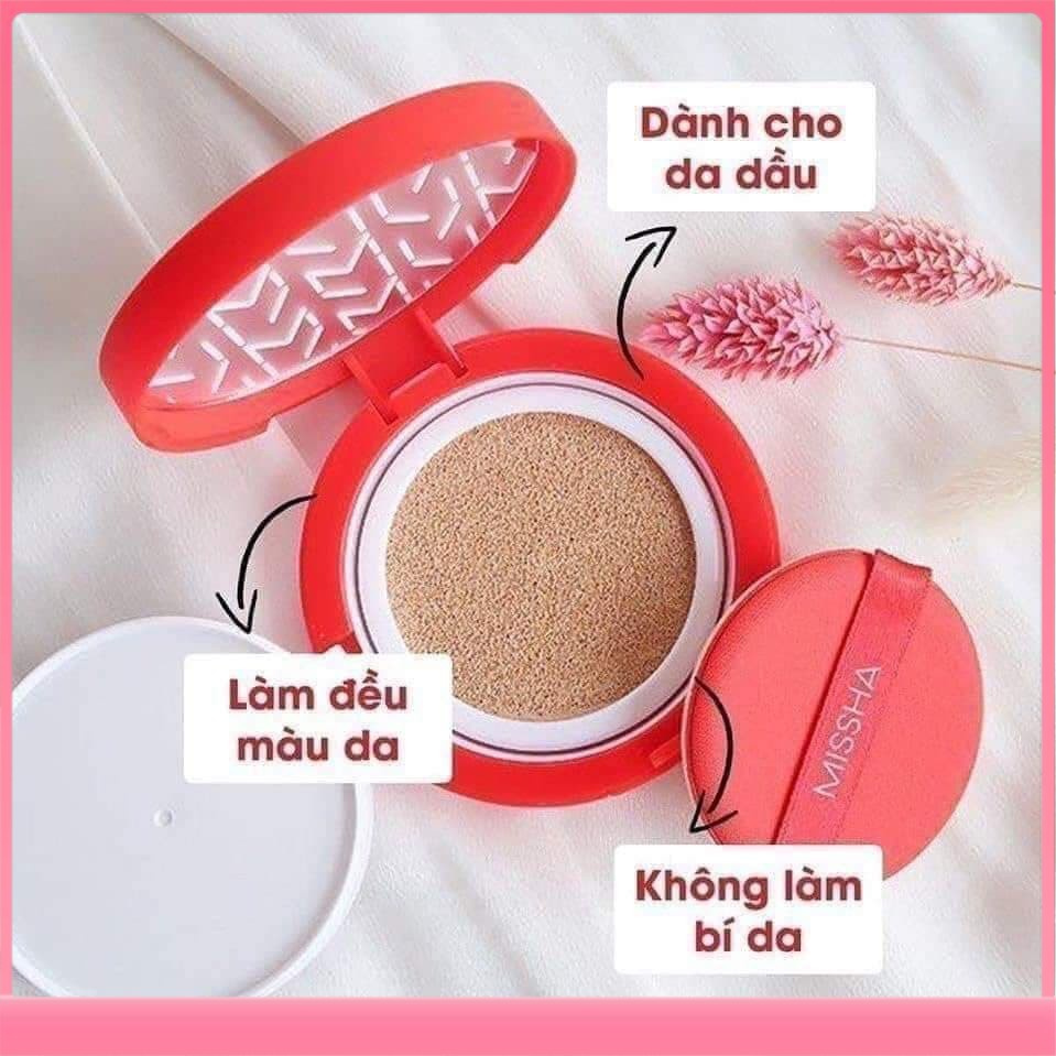 [CHÍNH HÃNG] Phấn nước Misha đỏ siêu mịn, phấn nước siêu kiềm dầu , siêu mịn Hàn Quốc