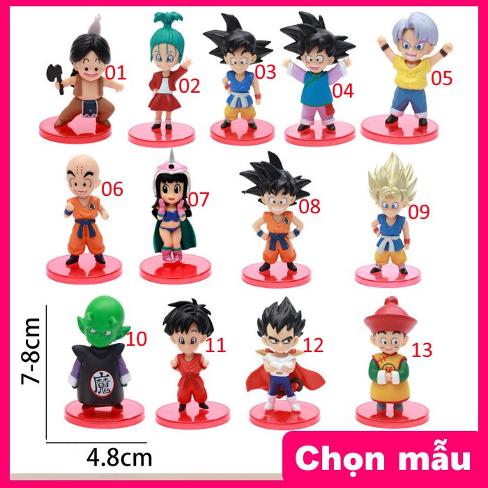 7-8cm Mô hình Son Goku 7 viên ngọc rồng Dragon Ball Goku Gohan Goten Bick Kiki Bu Mabejita Egg