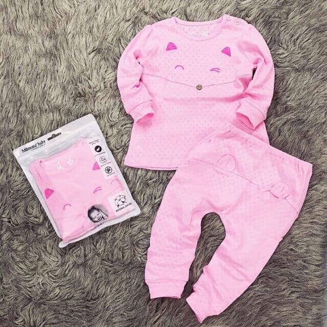 [ẢNH THẬT] Bộ thu đông vải thoáng Momma Baby cài vai mềm mịn cho bé