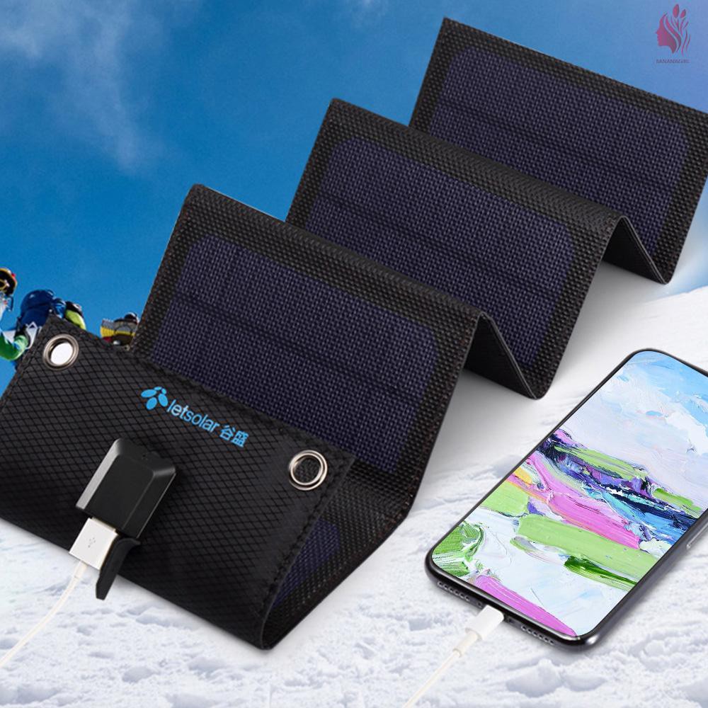 BAG MS9 Portable Solar Charger Collapsible Solar Charging IPX4 Camping Sun Power for Outdoor Black Compatible with Apple