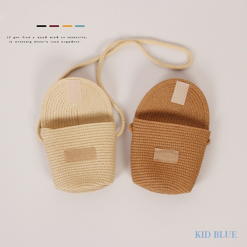 Túi Đeo Chéo Đan Cói Nắp Lật Hình Gấu Hoạt Hình Phong Cách Hàn Quốc Thời Trang Mùa Hè Dành Cho Bé Trai Bé Gái