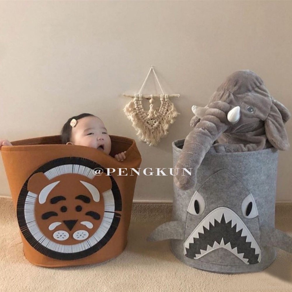 Giỏ Đựng Quần Áo Bẩn Bằng Vải Nỉ Họa Tiết Động Vật Dễ Thương Dùng Làm Phụ Kiện Chụp Ảnh Cho Bé