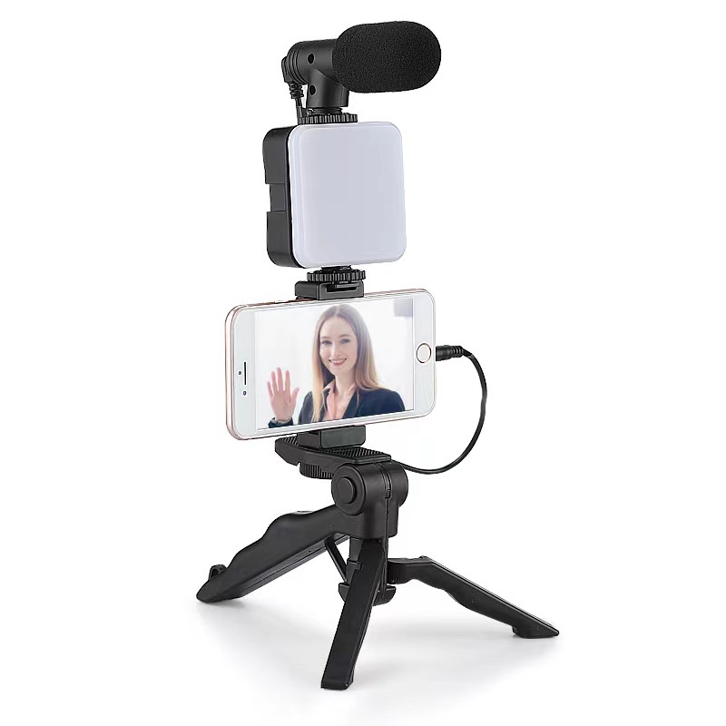 Gậy Chụp Hình Tripod 3 Chân Chống Rung Có Ánh Sáng, Mic, Gậy quay vlog, phim, tik tok, livestream