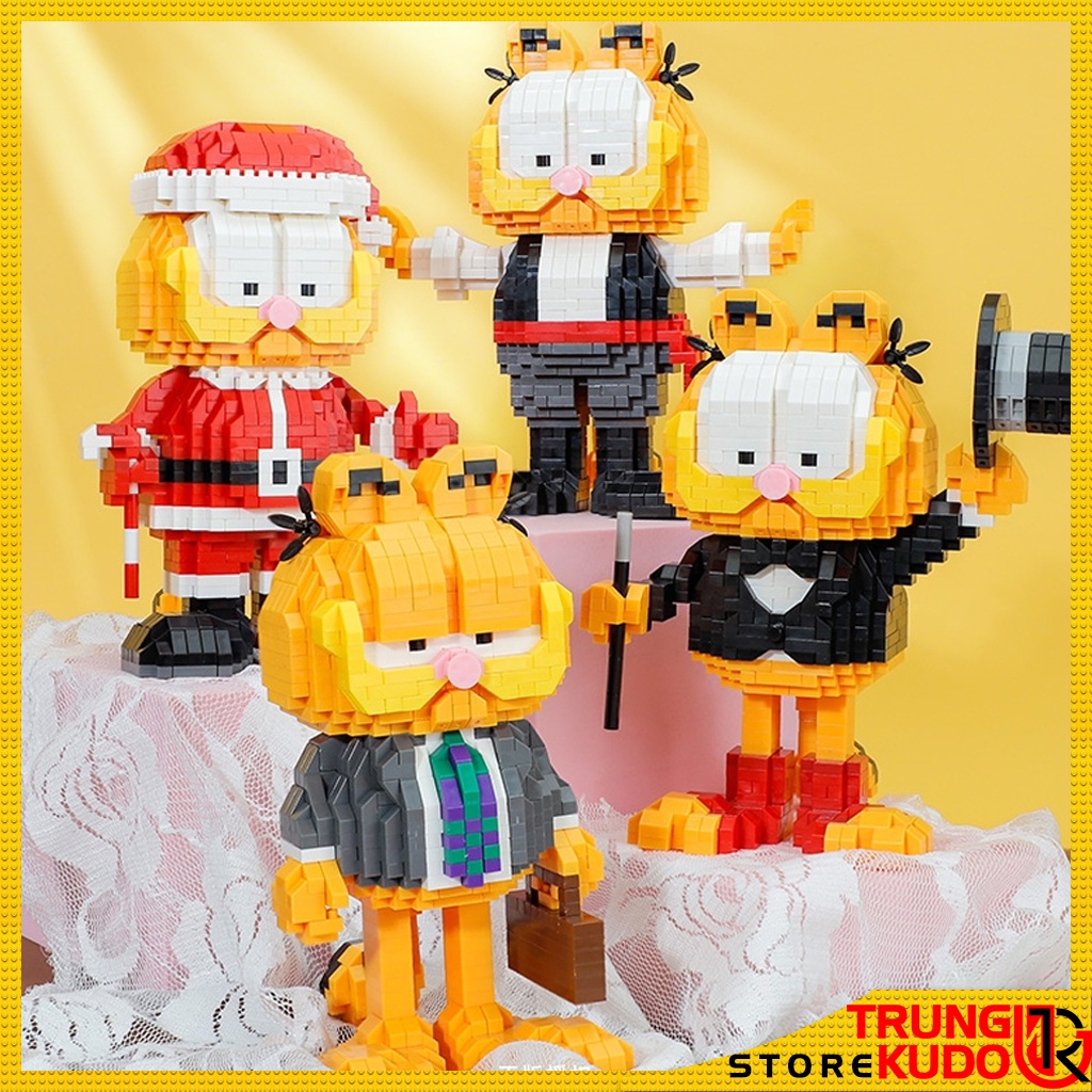Mô hình Mèo Garfield dạng Đồ chơi xếp hình dùng làm quà tặng bạn trai bạn gái, đồ Decor
