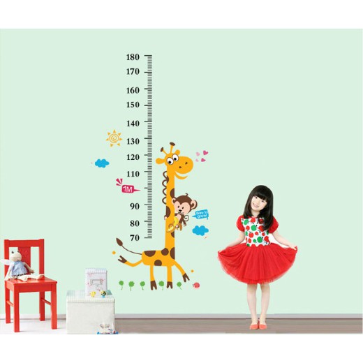 Decal trang trí thước đo Hươu Cao Cổ mẫu 01